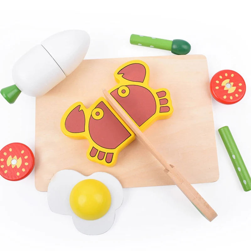 1PCS Wood Toy Magnetic Cutting Vegetables Cooking Food Pretend Play Simulation Kitchen Model Educational Toys For Children Kids