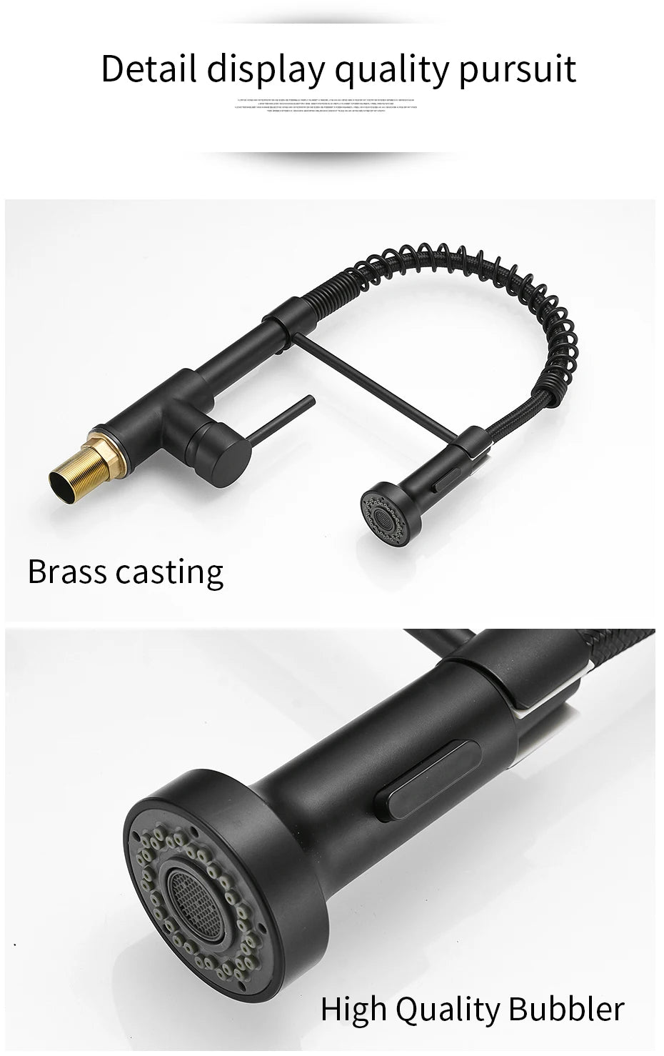 Kitchen Faucets Brush Brass Faucets for Kitchen Sink Single Lever Pull Down Spring Spout Mixers Tap Hot Cold Water Crane 9009