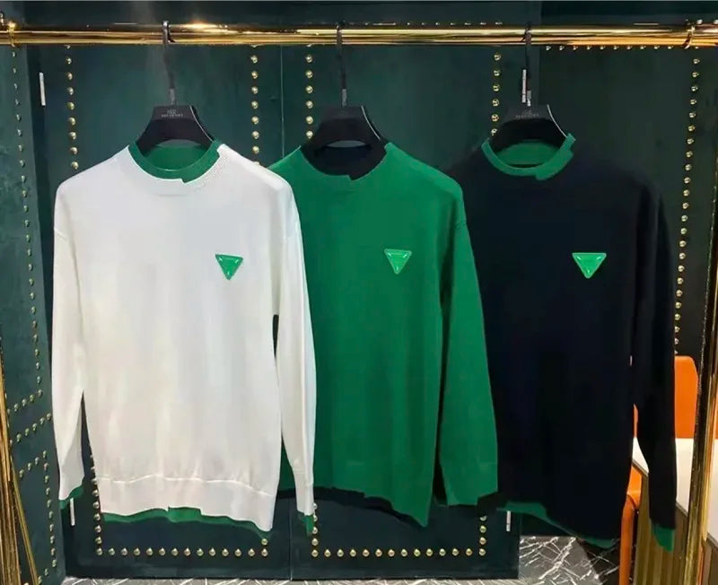 Autumn/Winter Casual Men's Sweater Long Sleeve Pullovers Fashion Contrast Crew Neck Sweatshirt Streetwear Men Clothing M-4XL