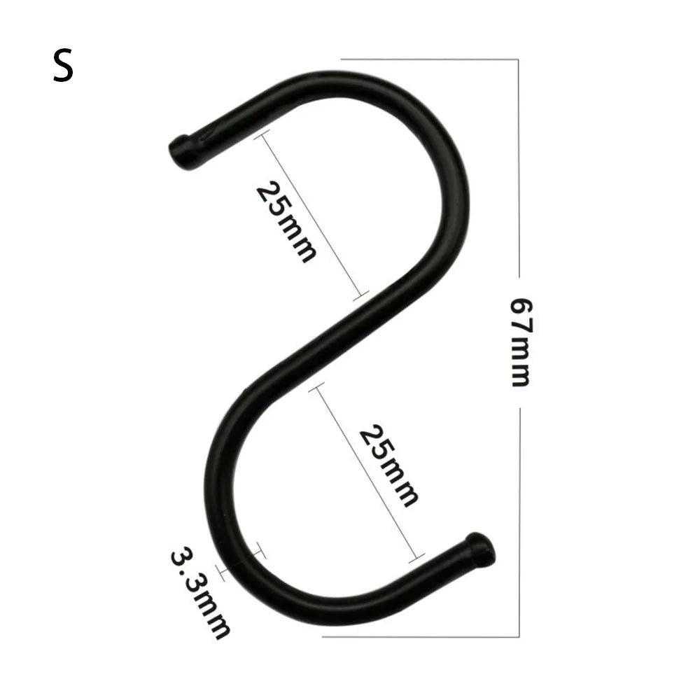 Black S Shaped Hooks Hanging Heavy Duty S Hooks Hanger for Kitchen Bathroom Bedroom Office Pan Coat Bag Plants Hanger Rack
