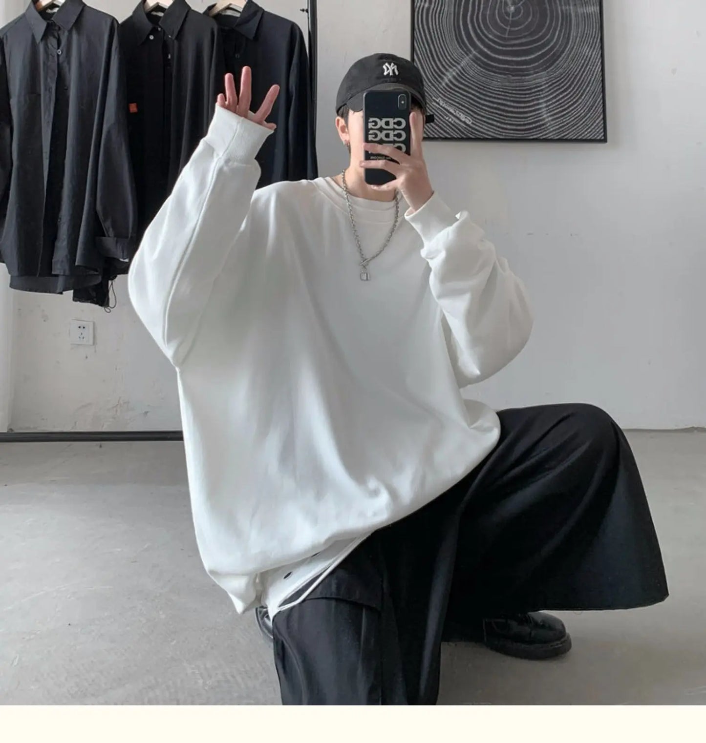 2025 Hoodies Sweatshirt Mens Black White Hip Hop Punk Pullover Streetwear Casual Fashion Clothes Mens Oversized Korean Harajuku