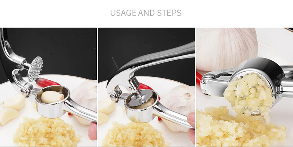 Zinc Alloy Garlic Presser Ginger Crusher Handheld Device Metal Mincer Squeezer Chopper Vegetables Masher Practical Kitchen Tools