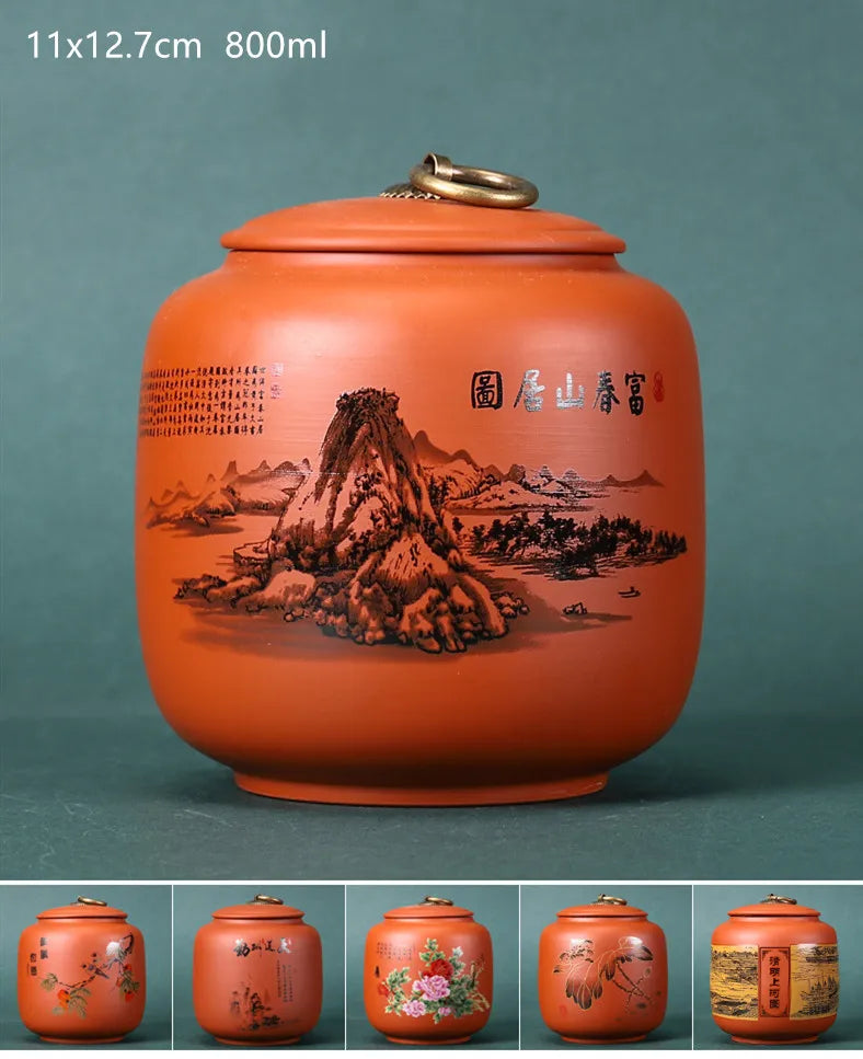 Antique Purple Clay Tea Caddy Nut Coffee Moisture-proof Jars Spice Airtight Container Home Storage Cans Kitchen Accessories