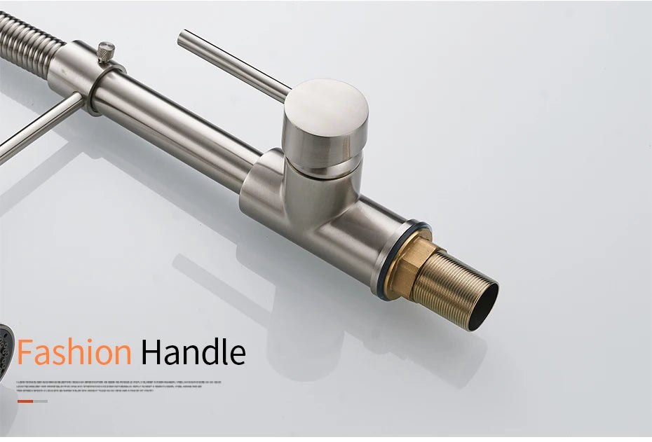 Kitchen Faucets Brush Brass Faucets for Kitchen Sink Single Lever Pull Down Spring Spout Mixers Tap Hot Cold Water Crane 9009