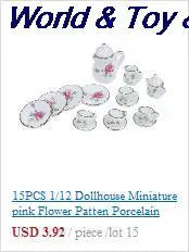 15Pcs 1:12 Miniature Porcelain Tea Cup Set Chintz Flower Tableware Kitchen Dollhouse Furniture Toys For Children