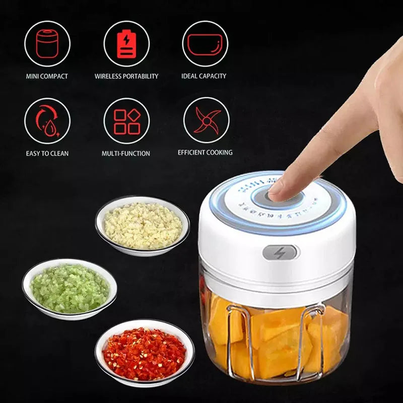 100/250ml Electric Garlic Masher Mini Chopper Vegetable Chili Meat Ginger Masher Machine USB Charging Blenders Kitchen Gadgets