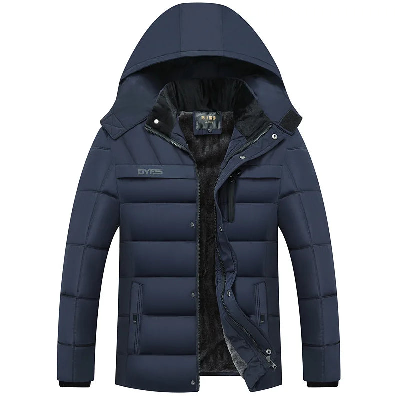 2025 New Fashion Fleece Hooded Winter Coat Men Thick Warm Mens Winter Jacket Windproof Gift For Father Husband Parka