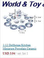 15Pcs 1:12 Miniature Porcelain Tea Cup Set Chintz Flower Tableware Kitchen Dollhouse Furniture Toys For Children