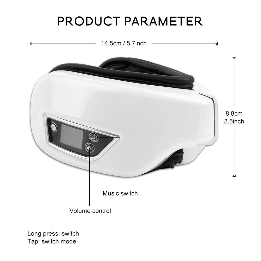 6D Smart Pressure Eye Massager Vibration Hot Compress Eyes Mask Bluetooth Music Fatigue Relief Relax Eye Wrinkles Dark Circles