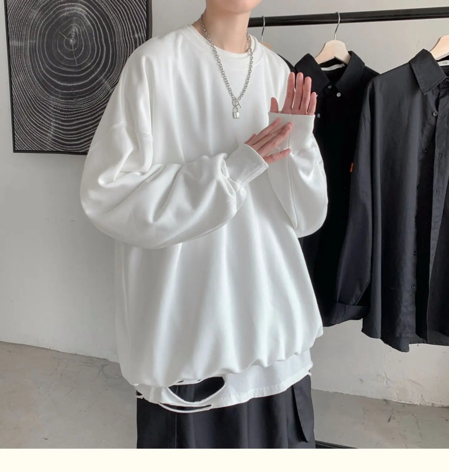 2025 Hoodies Sweatshirt Mens Black White Hip Hop Punk Pullover Streetwear Casual Fashion Clothes Mens Oversized Korean Harajuku