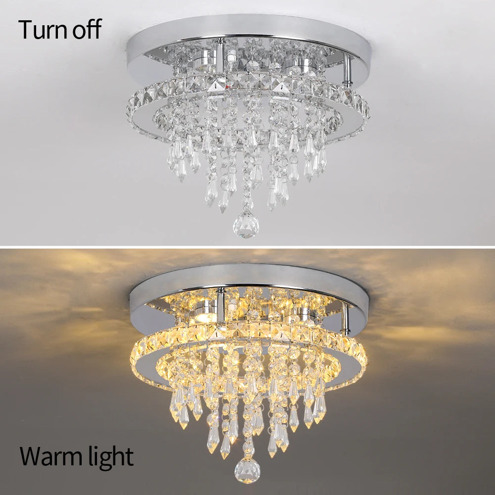 Modern K9 Crystal Chandelier Led For Dining Room Stainless Steel Ceiling Lamp Light Fixture Kitchen Lustres Luminaire Pendant