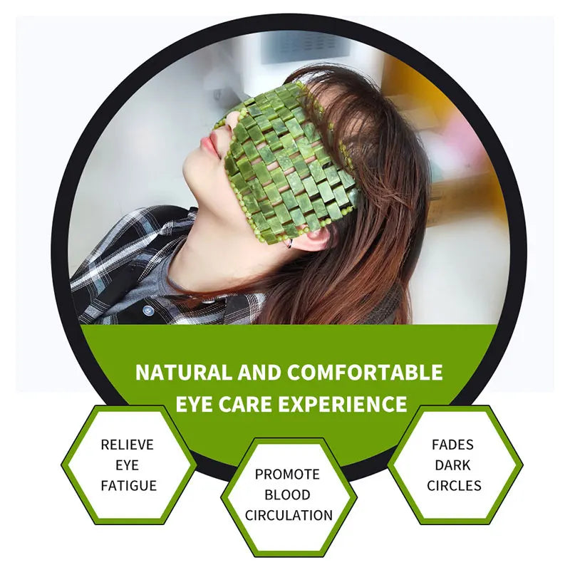 Jade Stone Eyes Mask Face Massager Roller Guasha Scraper Set Natural Stone Cold Therapy Eye Relaxing Facial Massage Sleep Tools