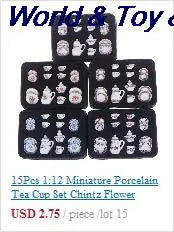 15Pcs 1:12 Miniature Porcelain Tea Cup Set Chintz Flower Tableware Kitchen Dollhouse Furniture Toys For Children
