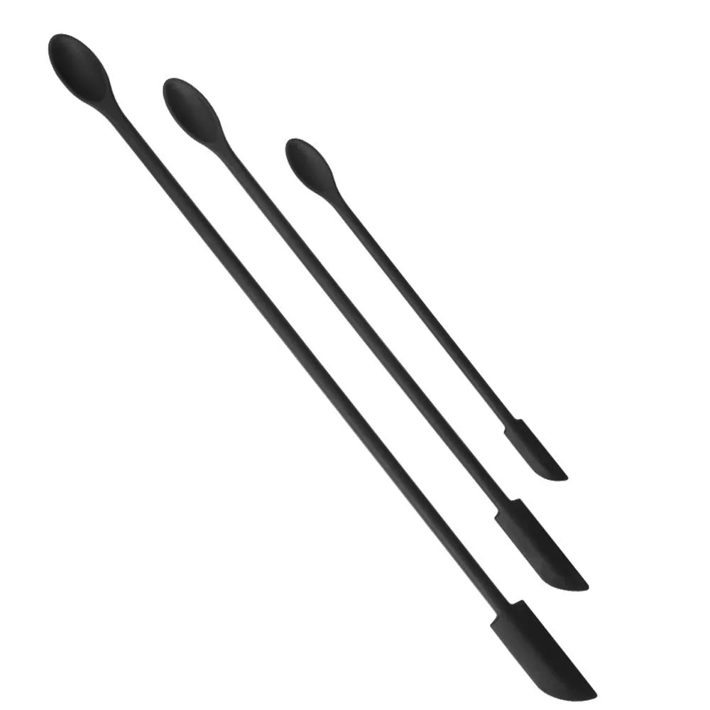 1/3/4Pcs Black Lengthen Mini Soft Jar Cake Cream Jam Scrapers Silicone Makeup Spatulas Butter Knife Kitchen Tools Accessories