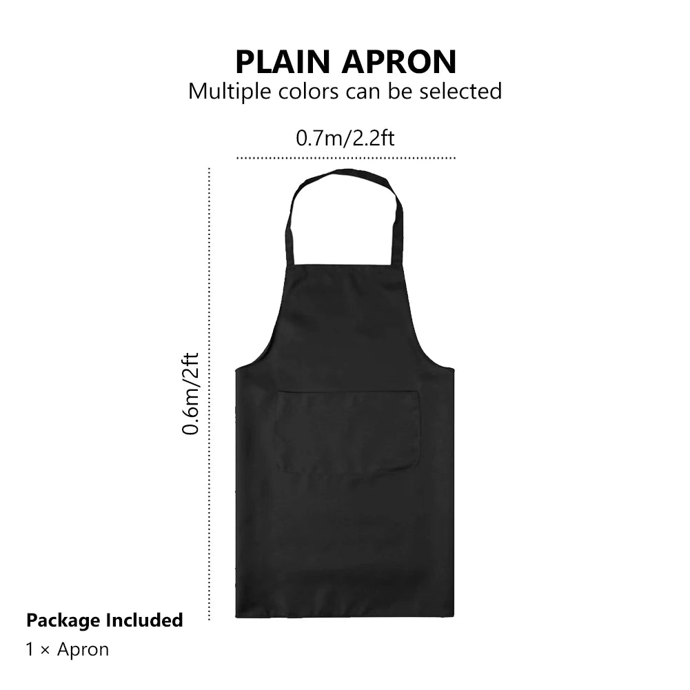 Polyester+ Cotton Blend Sleeveless Apron Black Red Coffee Orange Anti-wear Cooking Kitchen Bib Women Men Aprons With Big Pocket