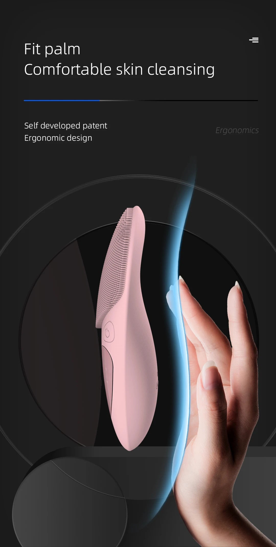 Facial Cleansing Brush with Hot Compress Eye Massager Waterproof Deep Pore Cleaning Ultrasonic Silicone 3 in 1