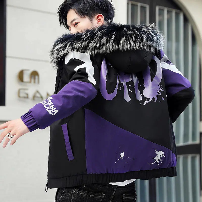 2023 Fashion Winter Jacket Men Big Cool Fur Collar Casual Parka Outwear Thicken Warm Hooded Coat Mens Winter Jackets And Coats
