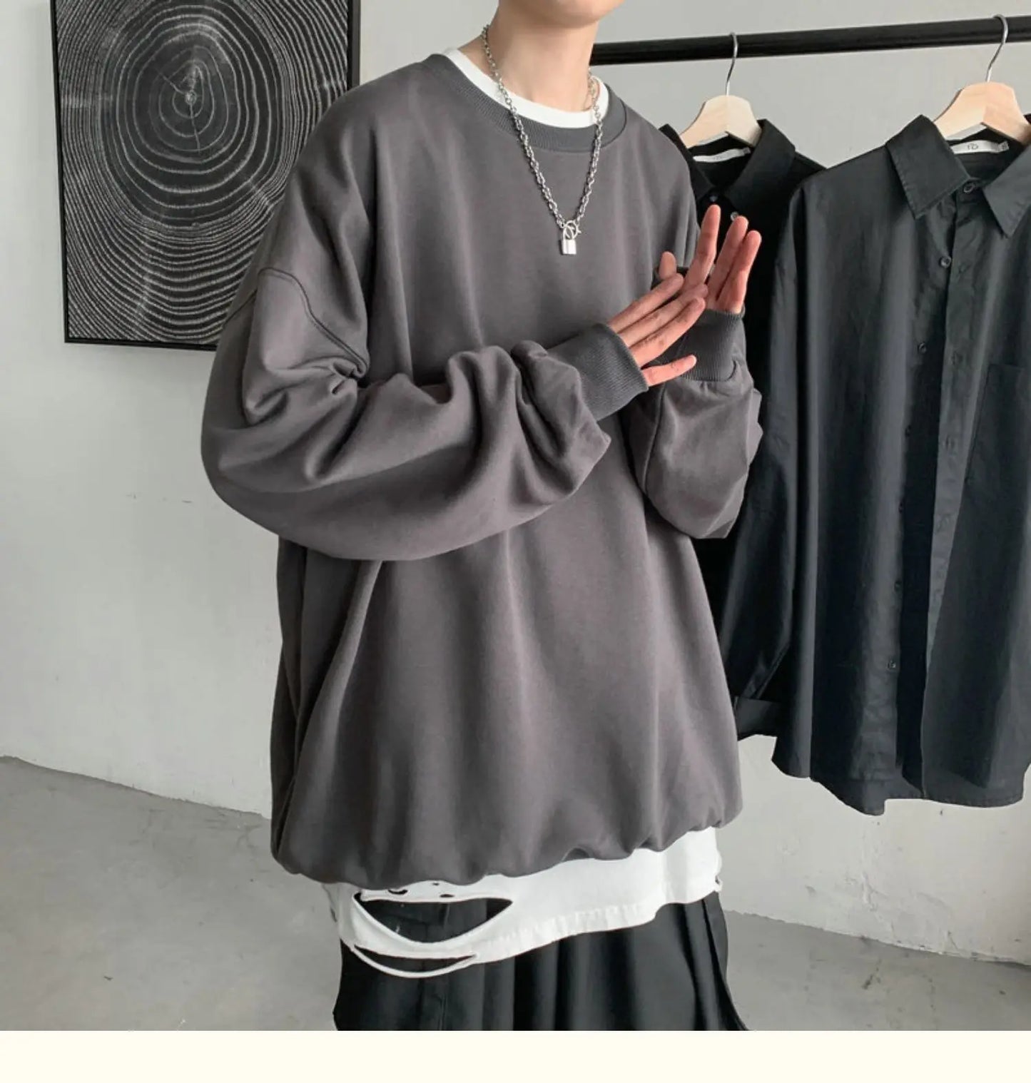 2025 Hoodies Sweatshirt Mens Black White Hip Hop Punk Pullover Streetwear Casual Fashion Clothes Mens Oversized Korean Harajuku