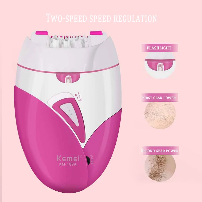 Original Kemei Electric Female Epilator For Women Facial Full Body Hair Remover Bikini Underarms Hair Removal Legs Rechargeable