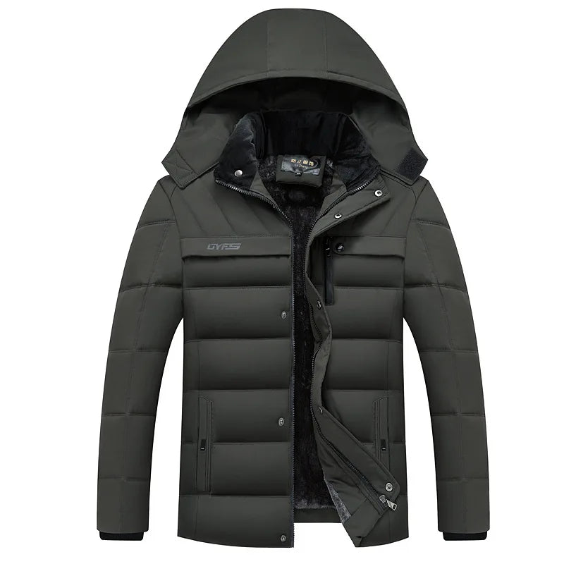 2025 New Fashion Fleece Hooded Winter Coat Men Thick Warm Mens Winter Jacket Windproof Gift For Father Husband Parka