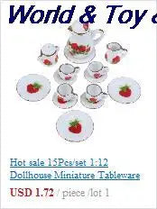 15Pcs 1:12 Miniature Porcelain Tea Cup Set Chintz Flower Tableware Kitchen Dollhouse Furniture Toys For Children