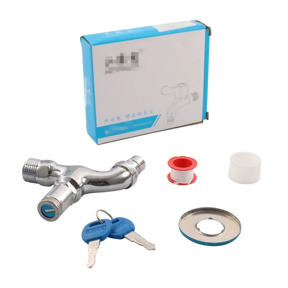 Portable Anti-theft Faucet Water Tap with Lock Key Alloy Body Single Hole Key Switch Faucet Bibcocks for Kitchen Outdoor Garden