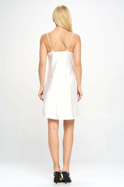 Solid Heavy Bias Cut Satin Slip Dress
