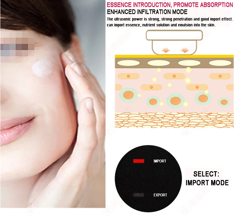 Ultrasonic Facial Massager Skin Care Face Lifting Cleaning Anti Aging Wrinkle Remove Ultrasound Face Body Massage Beauty Device