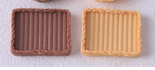 100pcs Simulation Bamboo Basket DIY Scrapbooking for Mini Kitchen Dinner Tableware Decor Accessories