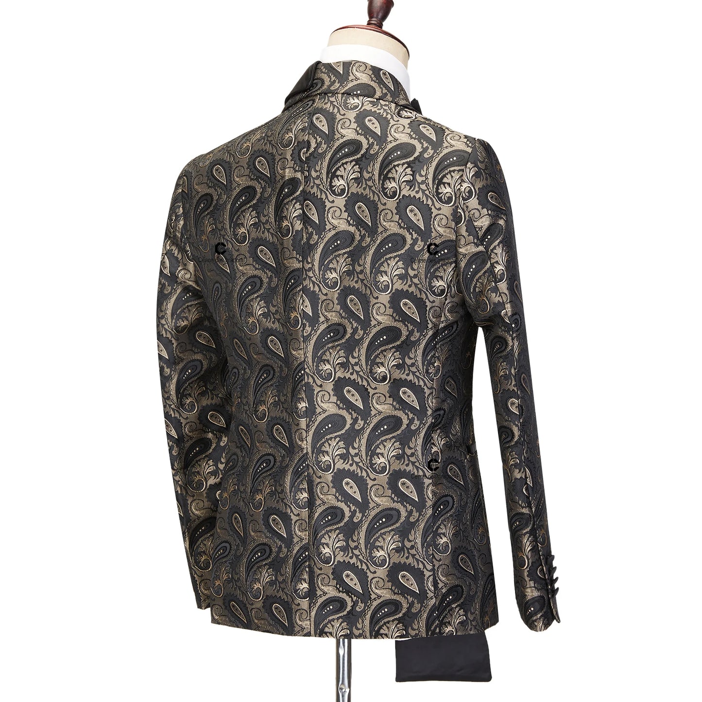 Cenne Des Graoom 2024 New Double-breasted Tuxedo Suits for Men Floral Paisley Jacquard Blazers Pants Wedding Party Wear Prom 