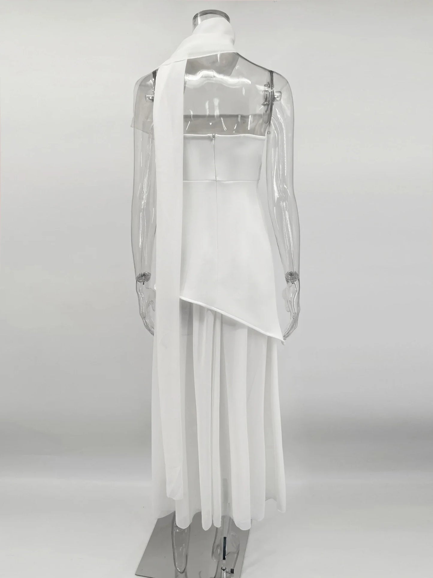 Tuularose Fashion Ribbon Long Dress Women's 2025 Summer White Backless Sleeveless Vacation Dress Elegant Slit Slim Long Dresses
