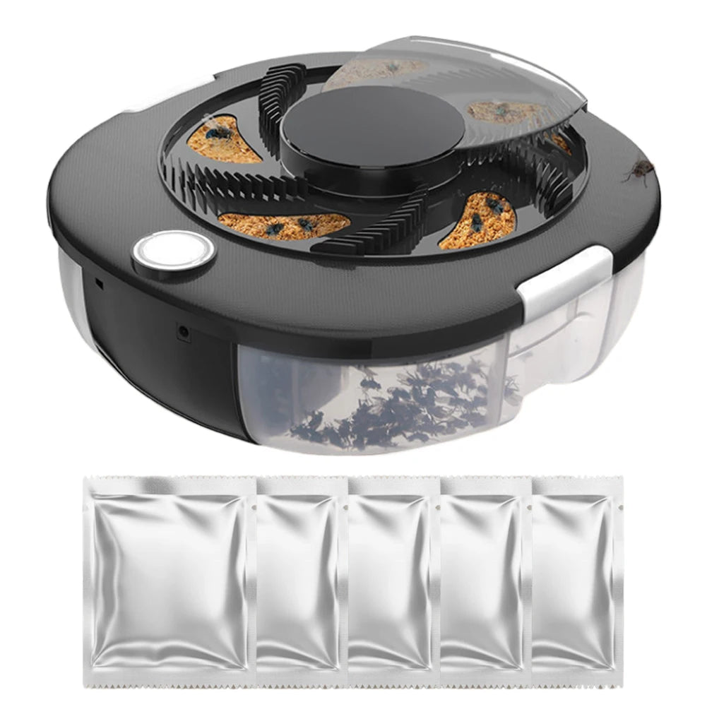USB Electric Fly Trap with Baits Household Fly Catcher Quiet Gnat Flying Insect Trap for Indoor Home Kitchen Garden