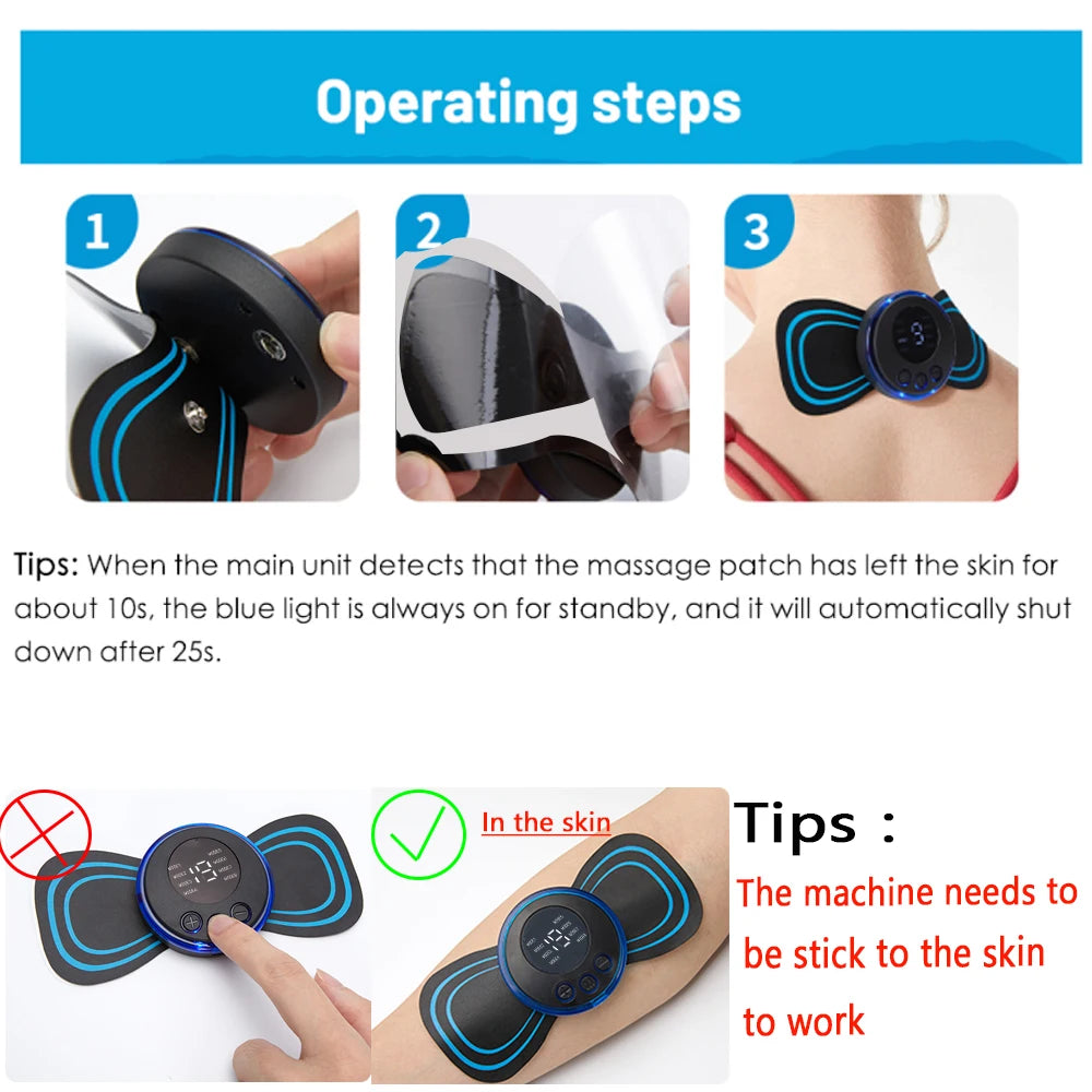 Neck Massager EMS Muscle Stimulator Electric Cervical Massage Patch Low Frequency Pulse Massage Pads Pain Relief Relaxation Tool