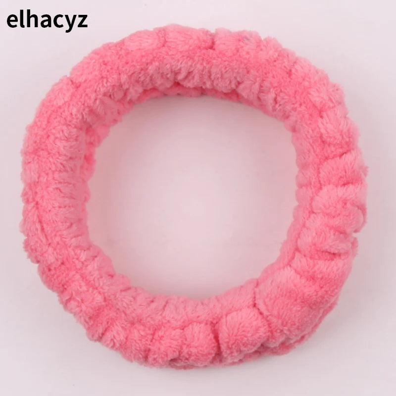 Chic Solid Coral Fleece Soft Elastic Spa Facial Hairband Girls Wash Face Head Wear Makeup Headband 2023 Women Hair Accessories
