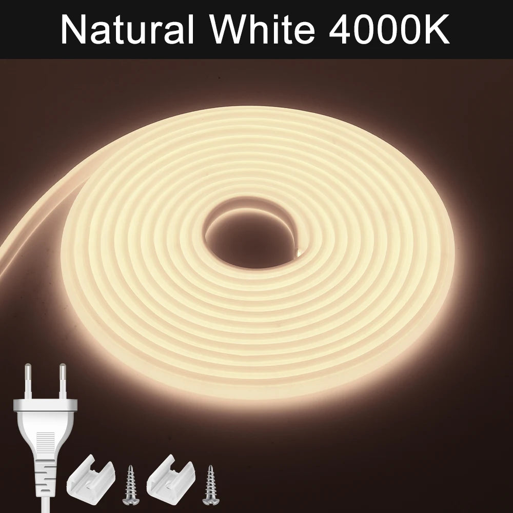 1M-50M 220V COB LED Strip Light 220V Dimmable High Bright LED Strip Waterproof Tape LED For Garden Kitchen Outdoor Strip Light