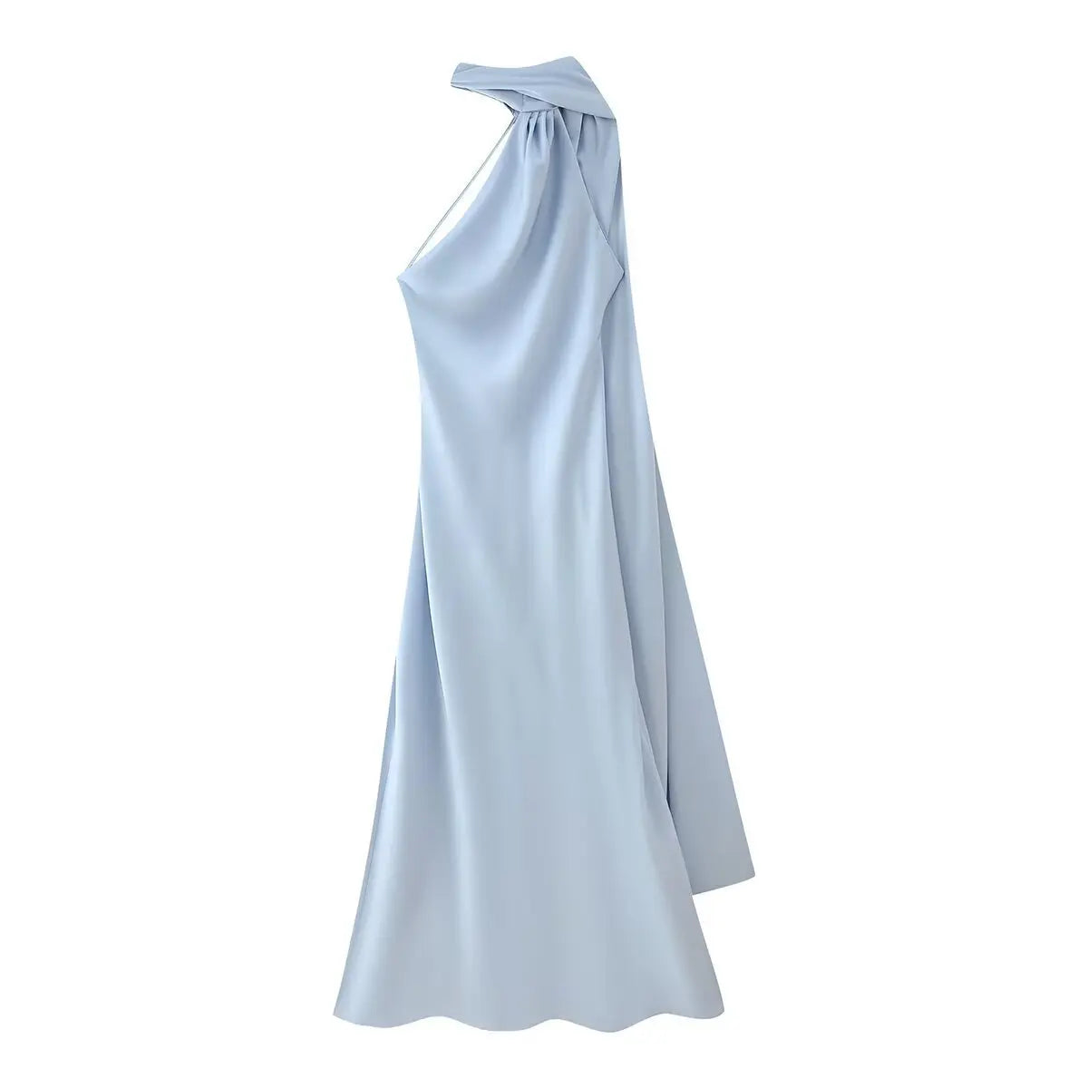 VEITCHE Elegant Women's Soft Silk Satin Long Dress Halter Backless Sleeveless Ribbon Maxi Dresses 2025 Summer Lady Party Gowns
