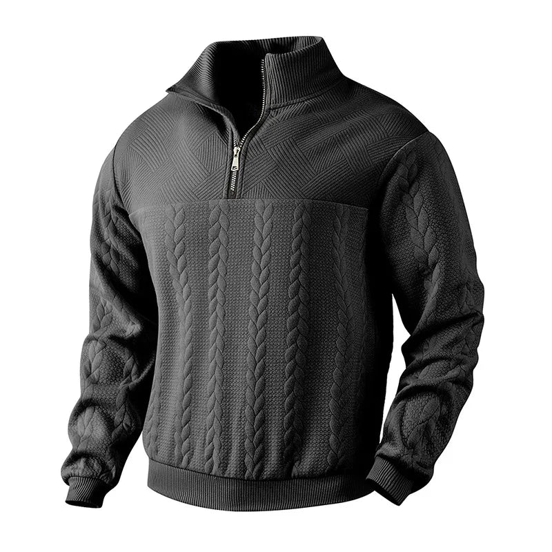 2024 New Knit Sweatshirts Men Fashion Half Zipper Stand Collar Casual Hoodies Male Patchwork Sport Knitted Hoodie Sweatshirt Man