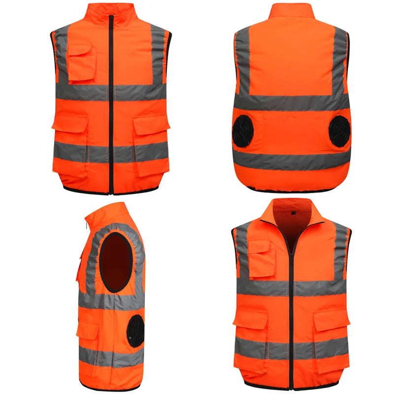 Summer Worker Cooling Vest Men Fan Vest Air Conditioning Clothes Luminous Fan Work Clothes Usb Fan Jacket Body Cooling Clothes
