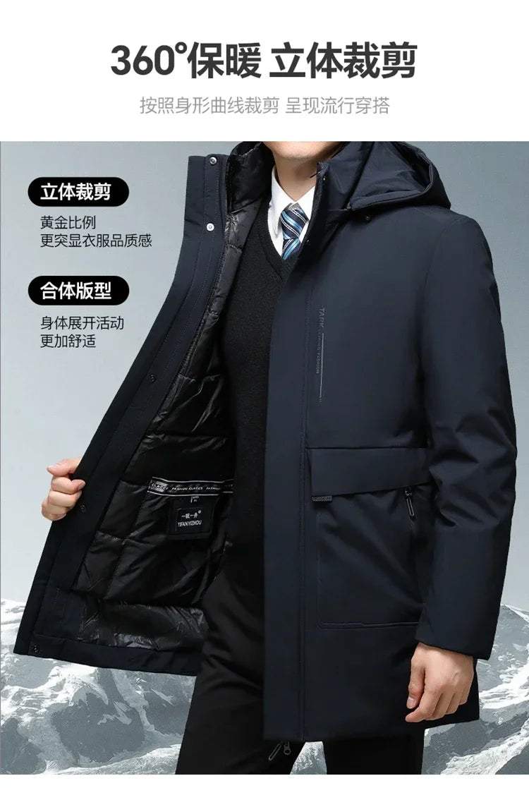 Mens Hooded Jackets Casual Outwear Long Parkas Men New Autumn Winter Warm Waterproof Parkas Jacket Coat 2 PIECES Winter Parkas