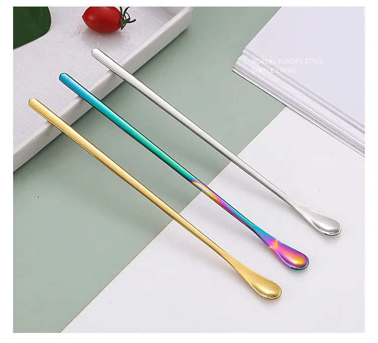 304 Stainless Steel Long Handle Stirring Spoon Coffee Tea Ice Spoon Bar Tableware Fashion Kitchen Tool Seasoning Mixing Dessert