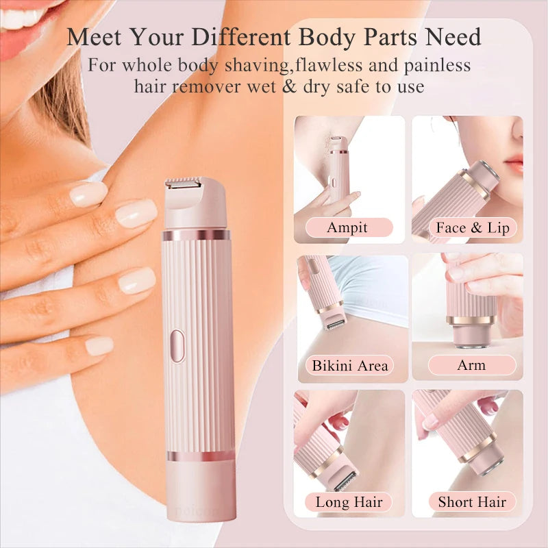 Hair Clipper Women Face Bikini Facial Body Epilator Female Leg Underarm Razors Electric Shaver Rechargeable Double Head Trimmer