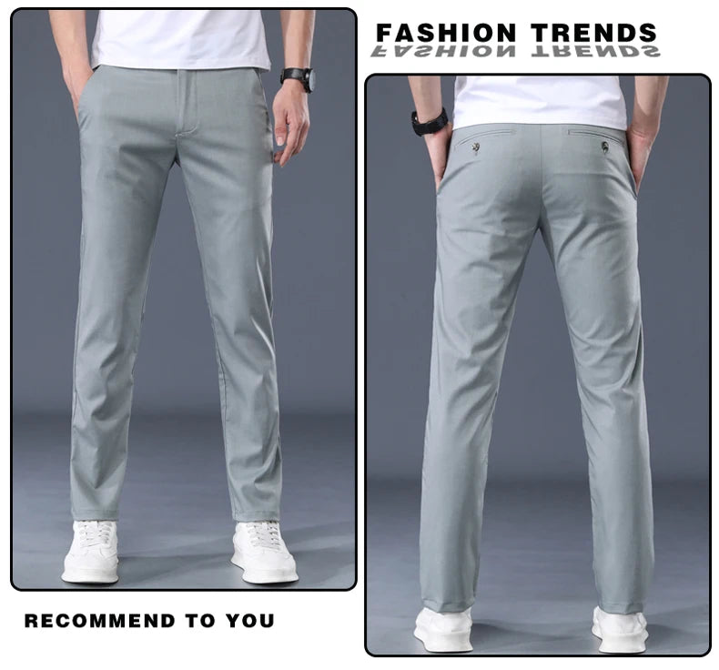 Summer Modal Fabric Men's Thin Casual Pants Classic Business Fashion Regular Fit Stretch Soft Trousers Male Brand Clothes