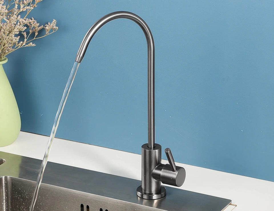 ULA 1/4"Kitchen Filtered Faucet Stainless Steel Direct Purifier Direct Drinking Tap Single Cold Water Sink Faucet Black/Brushed