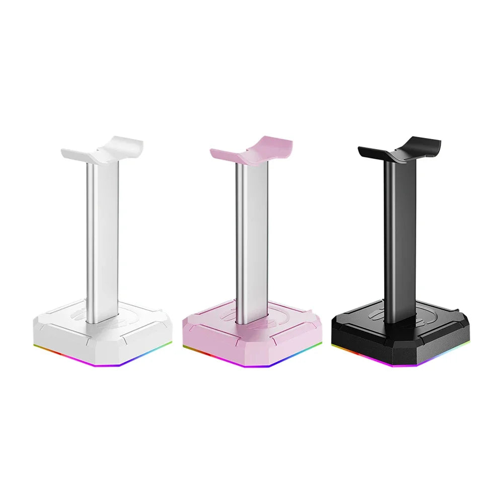 Aluminum Alloy Gaming Headphone Stand Space Saving Desktop Organizer Vertical Bracket RGB Backlight Headset Holder Display Rack