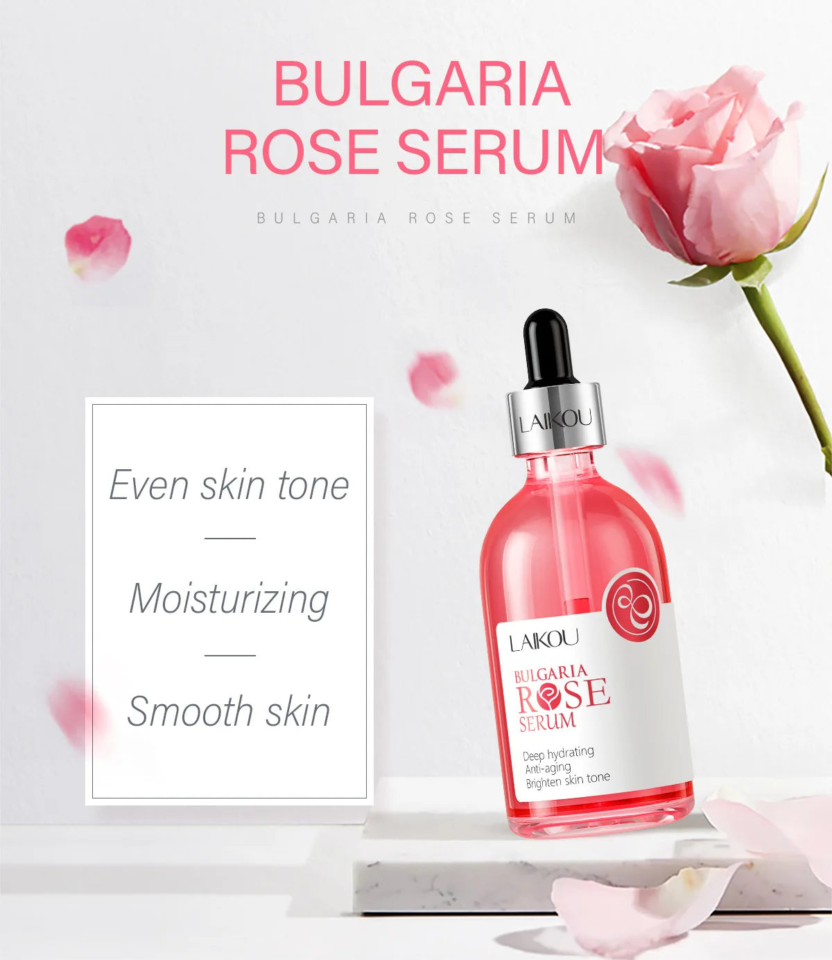 LAIKOU Cherry Blossom or Rose Essence Solution Moisturizing Facial Care Brighten Tighten Hydrating Repair Soothe Soften 100ml
