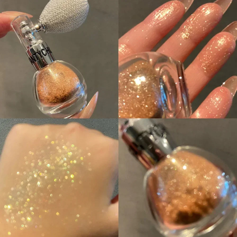 High Gloss Body Diamond Shimmering Spray Powder Highlight Powder Makeup Suitable for Facial and Body Skin Hair Clothes Cosmetics