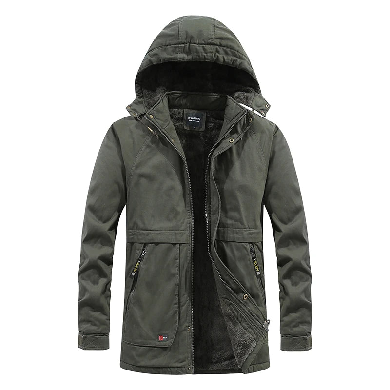 Men Winter Cotton Thick Warm Parkas 2024 New Hot Waterproof Fleece Jacket Coat Men Brand Outwear Fashion Hooded Casual Parka Men
