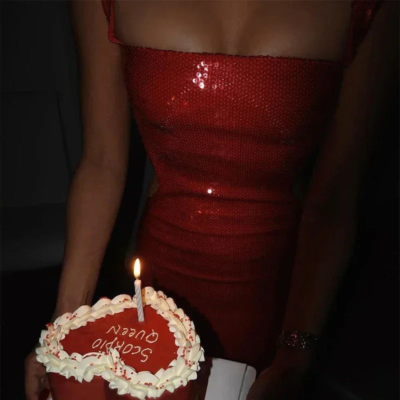 Sexy Square Neck Sling Long Dress Women Slim Sleeveless Backless Hollow Out Maxi Dresses 2025 Lady Party Christmas Gowns