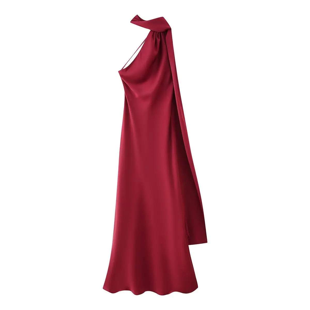 VEITCHE Elegant Women's Soft Silk Satin Long Dress Halter Backless Sleeveless Ribbon Maxi Dresses 2025 Summer Lady Party Gowns