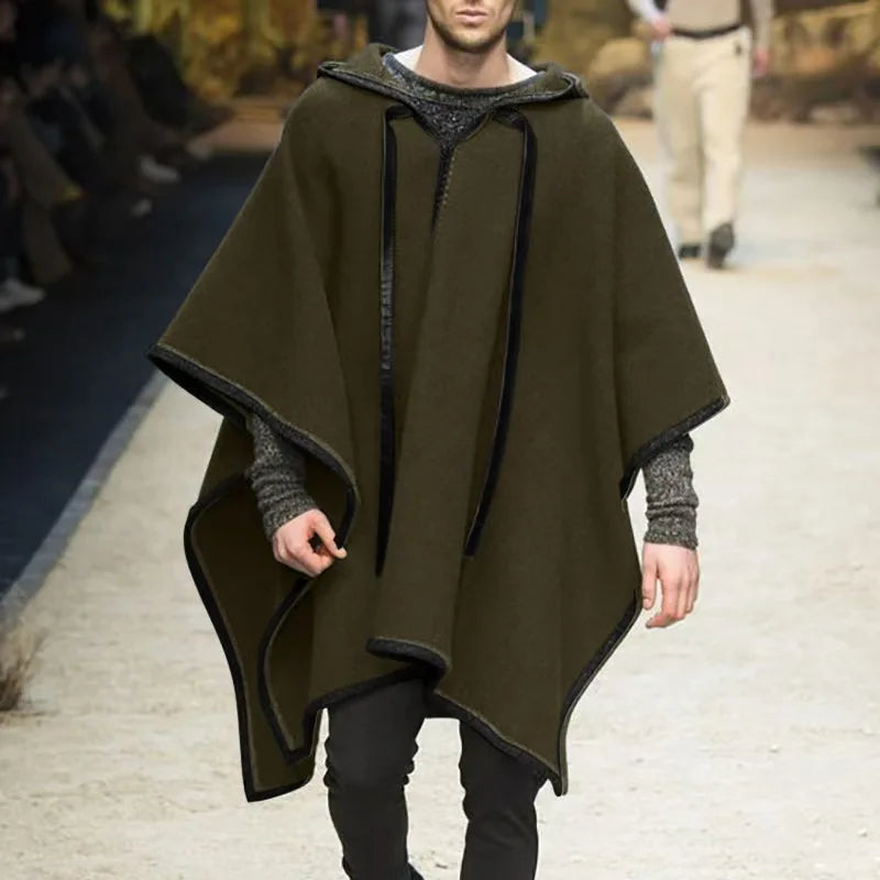 Vintage Poncho Men Oversized Hooded Irregular Trench Punk Male Outerwear Fashion Coats Cloak Hood Letter Print Cape Female